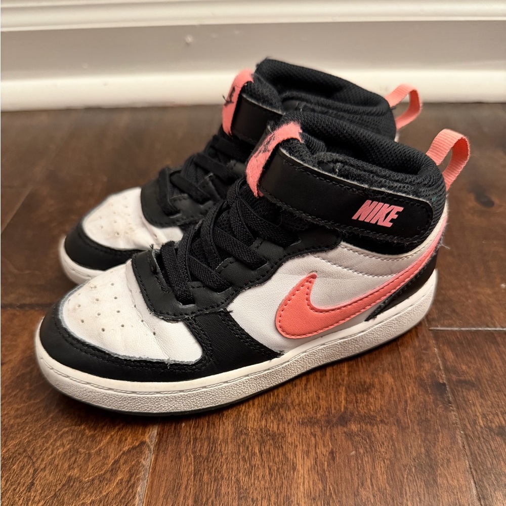 Nike Kids Mid-Top Sneakers Black White Coral